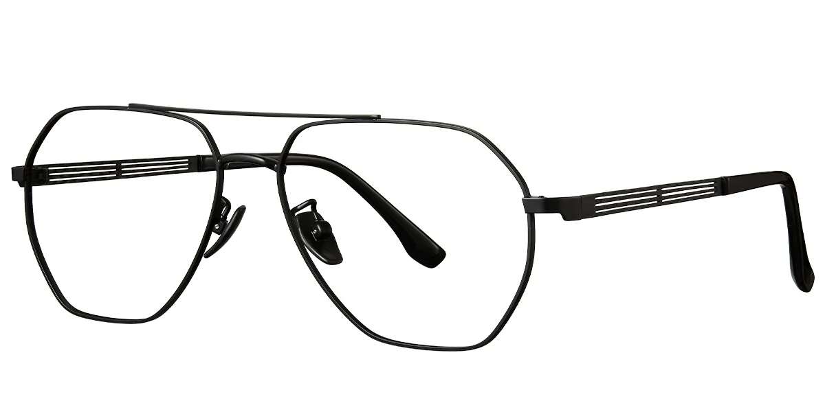 Moneti Eyewear Jetset Aviator Glasses – Black Eyeglasses - front view