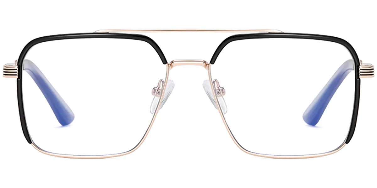 Moneti Eyewear Aurelio Aviator Glasses – Black Gold Eyeglasses - front view
