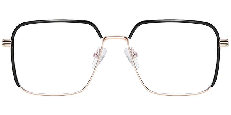 Moneti Eyewear Aurelio Aviator Glasses – Black Gold Eyeglasses - angle view