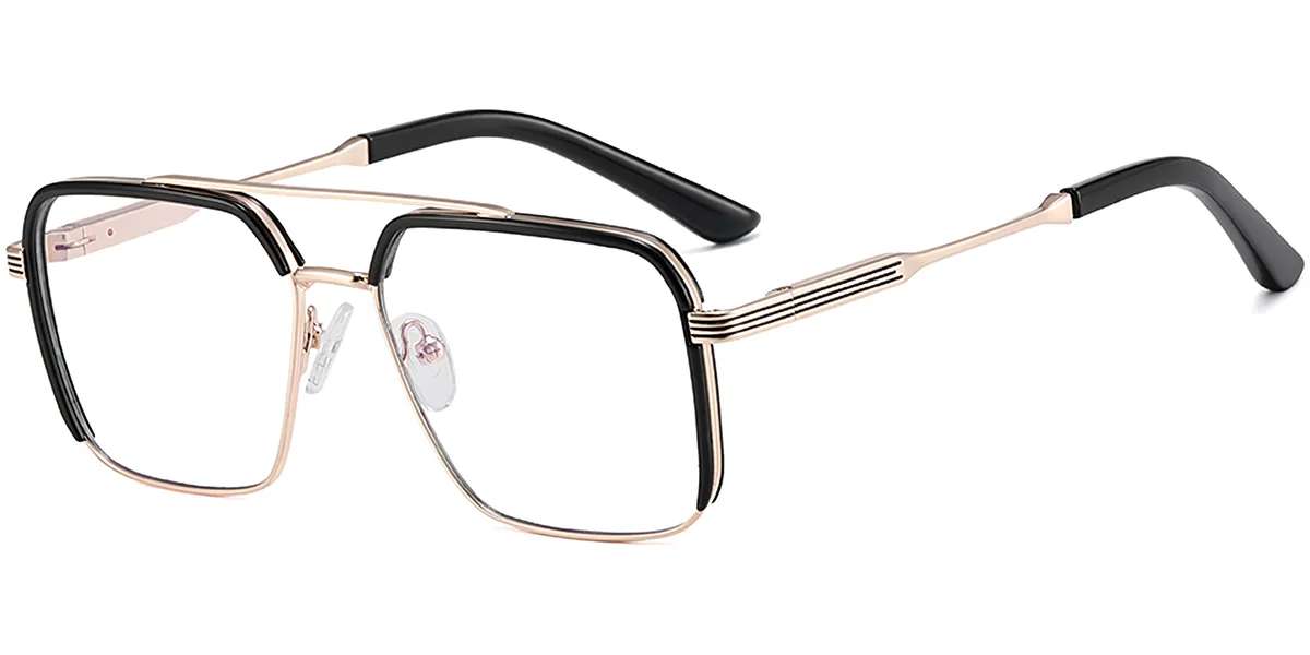 Moneti Eyewear Aurelio Aviator Glasses – Black Gold Eyeglasses - detail view
