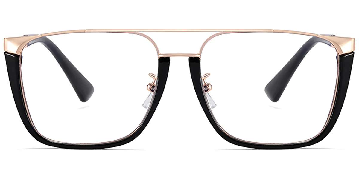 Moneti Eyewear Jetset Aviator Glasses – Black Gold Eyeglasses - detail view