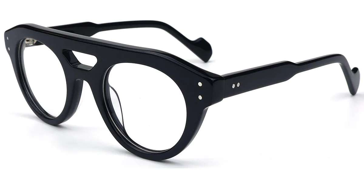 Moneti Eyewear Zephyr Aviator Glasses – Black Eyeglasses - angle view