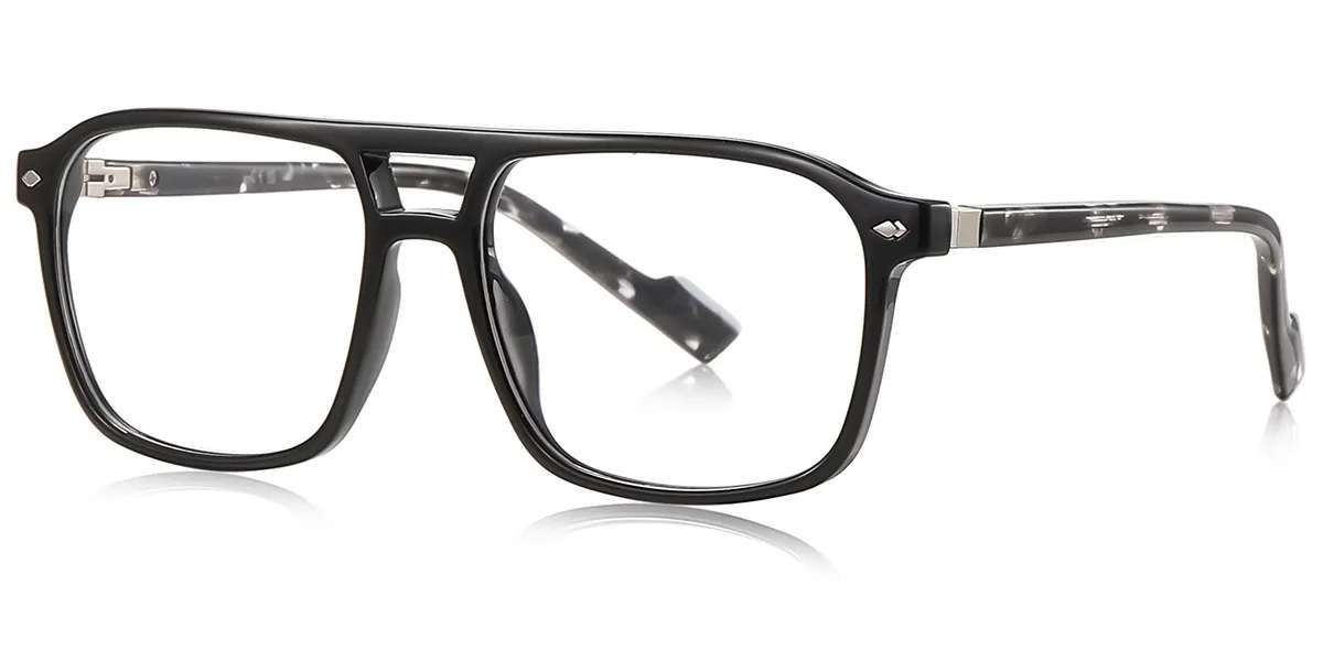 Moneti Eyewear Stratos Aviator Glasses – Black Eyeglasses - front view