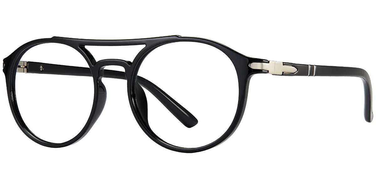 Moneti Eyewear Nova Pilot Aviator Glasses – Bright Black Eyeglasses - angle view