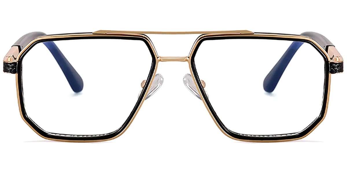 Moneti Eyewear Jetset Aviator Glasses – Black Gold Eyeglasses - front view