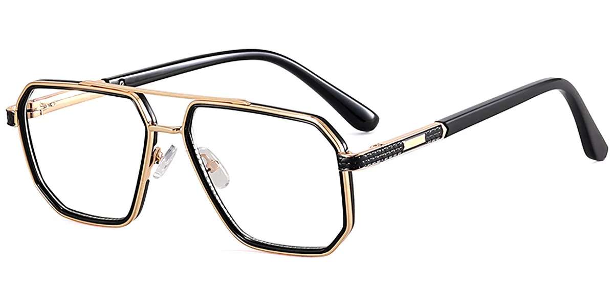 Moneti Eyewear Jetset Aviator Glasses – Black Gold Eyeglasses - side view