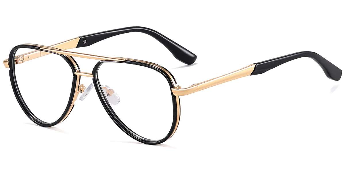 Moneti Eyewear Atlas Aviator Glasses – Black Eyeglasses - angle view