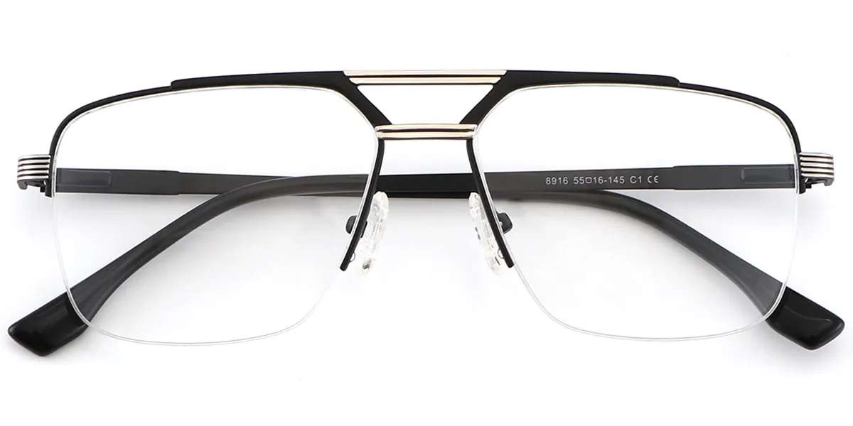 Moneti Eyewear Aero Aviator Glasses – Black Eyeglasses - front view