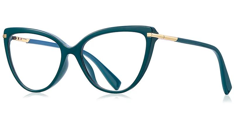 Moneti Eyewear Vintage Glamour Cat-Eye Green Eyeglasses - cat-eye frame - front view
