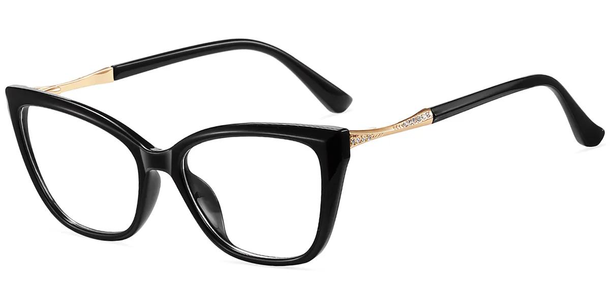 Moneti Eyewear Vintage Glamour Cat-Eye Black Eyeglasses - cat-eye frame - front view - alternate view