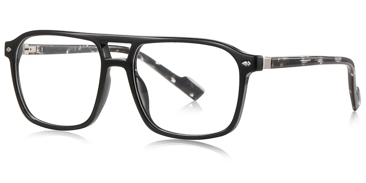 Moneti Eyewear Stratos Aviator Glasses – Black Eyeglasses - front view