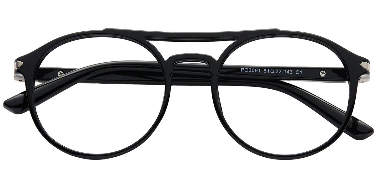 Moneti Eyewear Nova Pilot Aviator Glasses – Bright Black Eyeglasses - front view