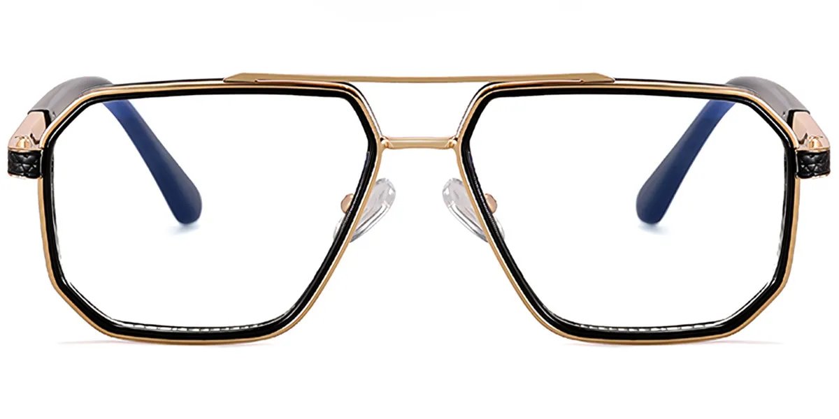 Moneti Eyewear Jetset Aviator Glasses – Black Gold Eyeglasses - front view