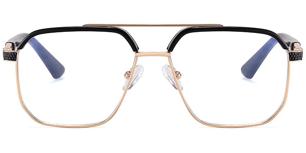 Moneti Eyewear Zephyr Aviator Glasses – Black Gold Eyeglasses - front view