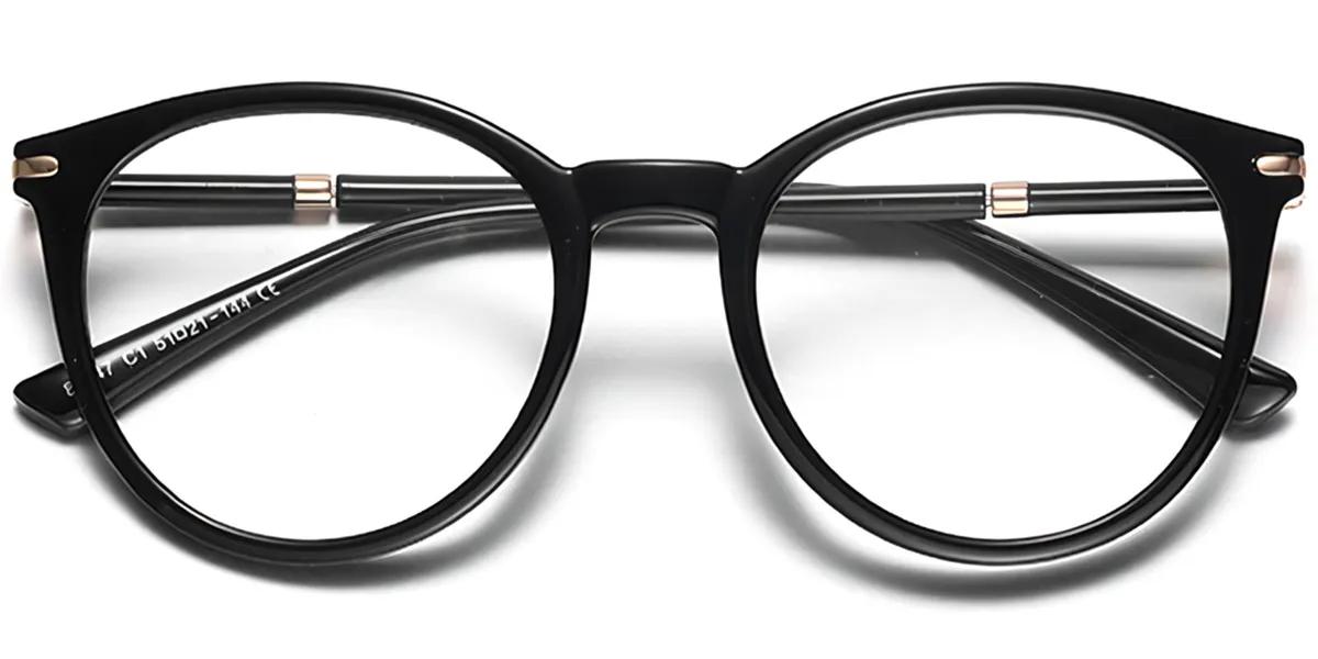 Moneti Eyewear Retro Circle Round Black Eyeglasses - round frame - front view