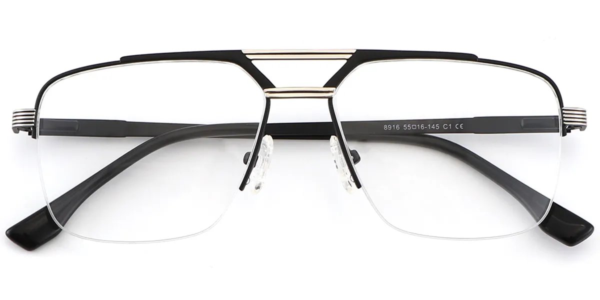Moneti Eyewear Aero Aviator Glasses – Black Eyeglasses - front view